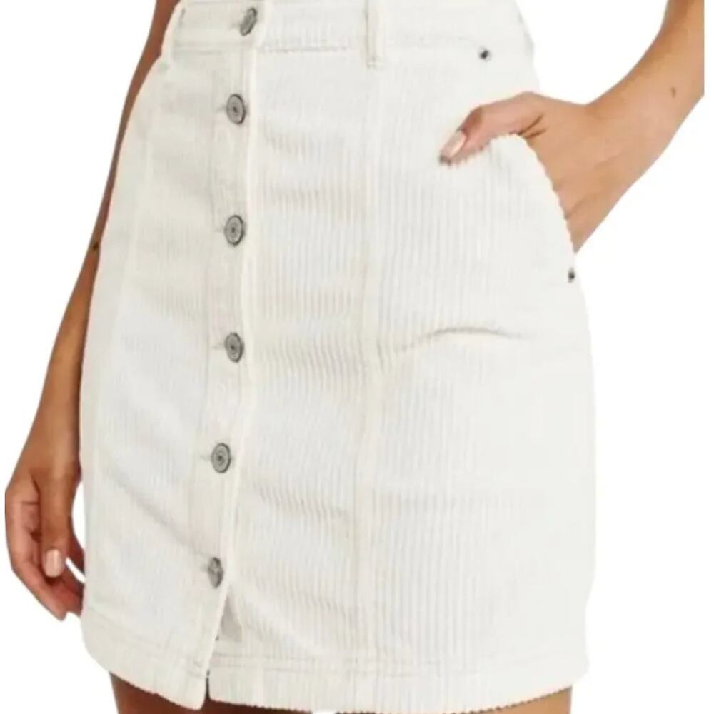 Abercrombie & Fitch white corduroy mini skirt front button closure sz M med NEW